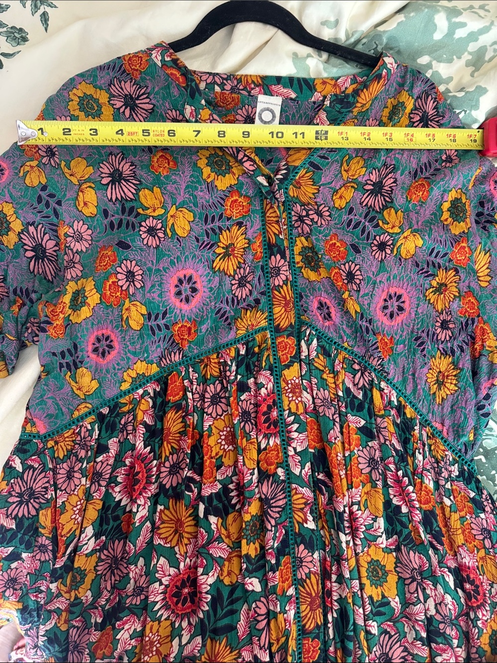 Anthropologie Multi-Color Floral Tunic with Green Base - Picture 5 of 5